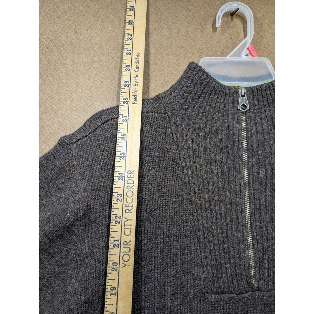 Gap Mens Lambswool Quarter Zip Sweater Brown Marl Green Trim Size L Q4/2005 - Picture 6 of 7